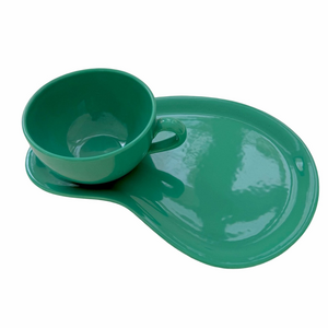 Subtil Pottery Plate Cup Set Green Pottery Barn Vintage Modern MCM EUC Rare